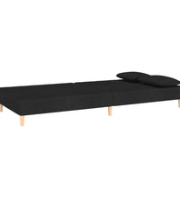 Schlafsofa 2-Sitzer mit 2 Kissen Schwarz Stoff