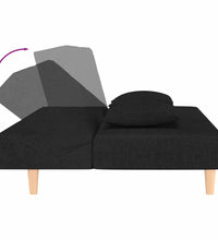 Schlafsofa 2-Sitzer mit 2 Kissen Schwarz Stoff