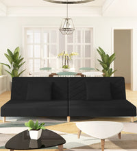 Schlafsofa 2-Sitzer mit 2 Kissen Schwarz Stoff