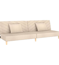 Schlafsofa 2-Sitzer mit 2 Kissen Creme Stoff