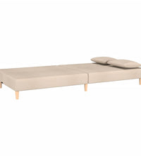 Schlafsofa 2-Sitzer mit 2 Kissen Creme Stoff