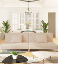 Schlafsofa 2-Sitzer mit 2 Kissen Creme Stoff