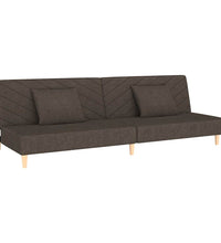 Schlafsofa 2-Sitzer mit 2 Kissen Braun Stoff