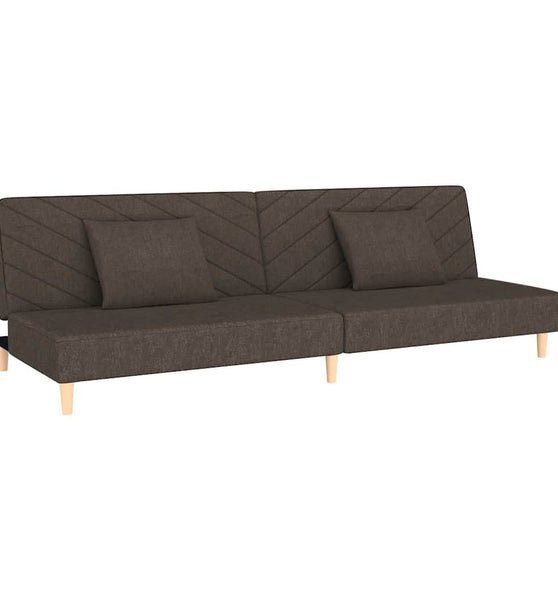 Schlafsofa 2-Sitzer mit 2 Kissen Braun Stoff