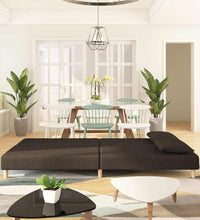 Schlafsofa 2-Sitzer mit 2 Kissen Braun Stoff