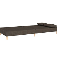 Schlafsofa 2-Sitzer mit 2 Kissen Braun Stoff