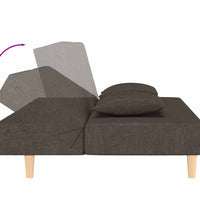 Schlafsofa 2-Sitzer mit 2 Kissen Braun Stoff