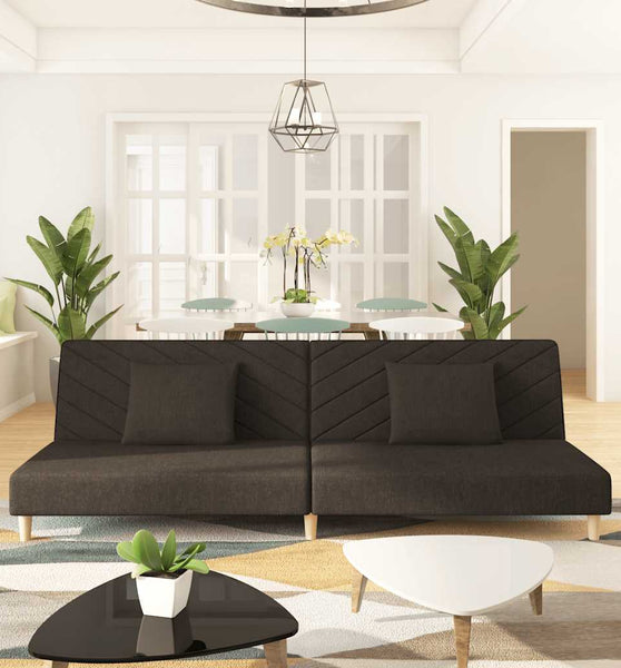 Schlafsofa 2-Sitzer mit 2 Kissen Braun Stoff