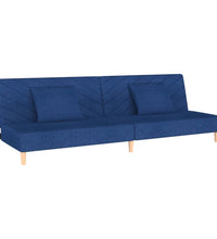 Schlafsofa 2-Sitzer mit 2 Kissen Blau Stoff