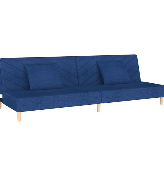 Schlafsofa 2-Sitzer mit 2 Kissen Blau Stoff