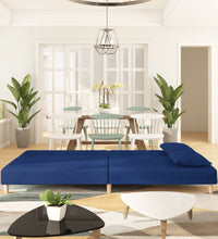 Schlafsofa 2-Sitzer mit 2 Kissen Blau Stoff
