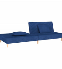 Schlafsofa 2-Sitzer mit 2 Kissen Blau Stoff