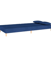 Schlafsofa 2-Sitzer mit 2 Kissen Blau Stoff