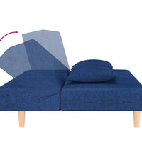 Schlafsofa 2-Sitzer mit 2 Kissen Blau Stoff