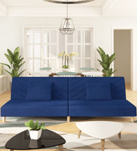 Schlafsofa 2-Sitzer mit 2 Kissen Blau Stoff