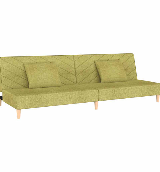 Schlafsofa 2-Sitzer mit 2 Kissen Grün Stoff