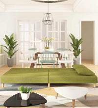 Schlafsofa 2-Sitzer mit 2 Kissen Grün Stoff