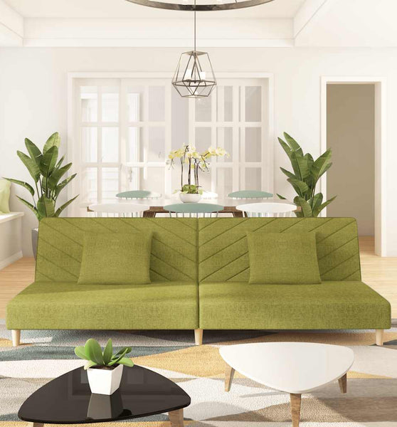 Schlafsofa 2-Sitzer mit 2 Kissen Grün Stoff