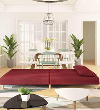 Schlafsofa 2-Sitzer mit 2 Kissen Weinrot Stoff