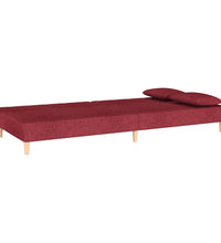 Schlafsofa 2-Sitzer mit 2 Kissen Weinrot Stoff