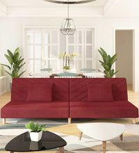 Schlafsofa 2-Sitzer mit 2 Kissen Weinrot Stoff