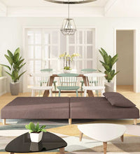 Schlafsofa 2-Sitzer mit 2 Kissen Taupe Stoff