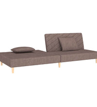 Schlafsofa 2-Sitzer mit 2 Kissen Taupe Stoff