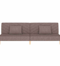 Schlafsofa 2-Sitzer mit 2 Kissen Taupe Stoff