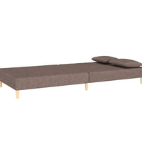 Schlafsofa 2-Sitzer mit 2 Kissen Taupe Stoff