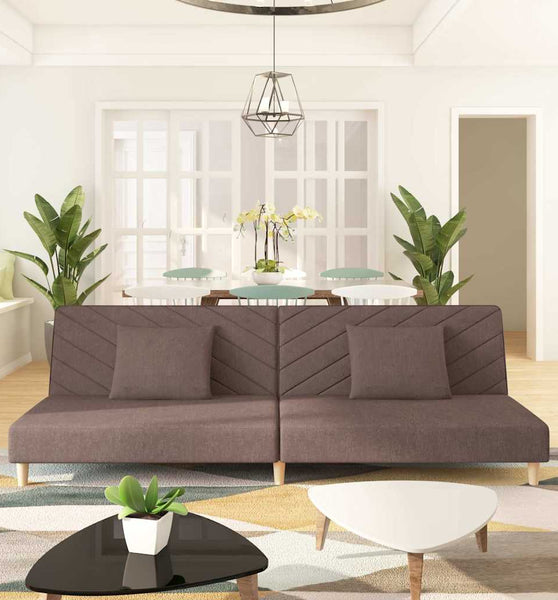 Schlafsofa 2-Sitzer mit 2 Kissen Taupe Stoff