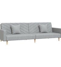 Schlafsofa 2-Sitzer mit 2 Kissen Hellgrau Stoff