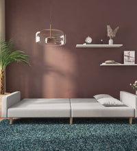 Schlafsofa 2-Sitzer mit 2 Kissen Hellgrau Stoff