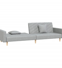Schlafsofa 2-Sitzer mit 2 Kissen Hellgrau Stoff