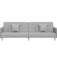 Schlafsofa 2-Sitzer mit 2 Kissen Hellgrau Stoff