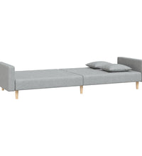 Schlafsofa 2-Sitzer mit 2 Kissen Hellgrau Stoff