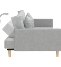 Schlafsofa 2-Sitzer mit 2 Kissen Hellgrau Stoff