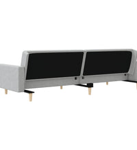 Schlafsofa 2-Sitzer mit 2 Kissen Hellgrau Stoff