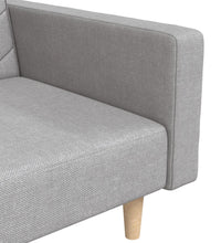 Schlafsofa 2-Sitzer mit 2 Kissen Hellgrau Stoff