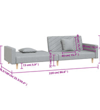 Schlafsofa 2-Sitzer mit 2 Kissen Hellgrau Stoff