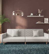 Schlafsofa 2-Sitzer mit 2 Kissen Hellgrau Stoff