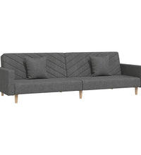Schlafsofa 2-Sitzer mit 2 Kissen Dunkelgrau Stoff