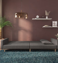 Schlafsofa 2-Sitzer mit 2 Kissen Dunkelgrau Stoff