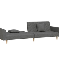 Schlafsofa 2-Sitzer mit 2 Kissen Dunkelgrau Stoff
