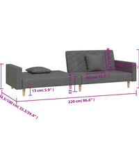 Schlafsofa 2-Sitzer mit 2 Kissen Dunkelgrau Stoff