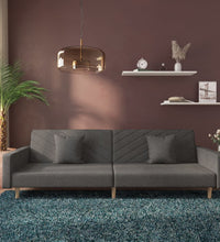 Schlafsofa 2-Sitzer mit 2 Kissen Dunkelgrau Stoff