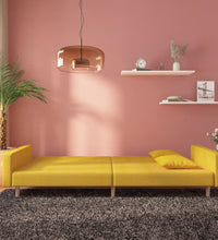 Schlafsofa 2-Sitzer mit 2 Kissen Gelb Stoff