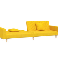 Schlafsofa 2-Sitzer mit 2 Kissen Gelb Stoff