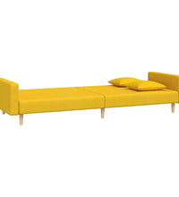 Schlafsofa 2-Sitzer mit 2 Kissen Gelb Stoff