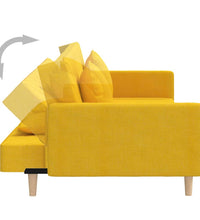 Schlafsofa 2-Sitzer mit 2 Kissen Gelb Stoff