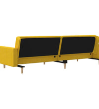Schlafsofa 2-Sitzer mit 2 Kissen Gelb Stoff